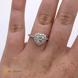 14K White Gold GIA Certified 0.89ct Heart-Shaped Diamond Ring Size 6.5