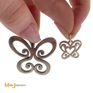 james avery sterling silver butterfly pendant and charm