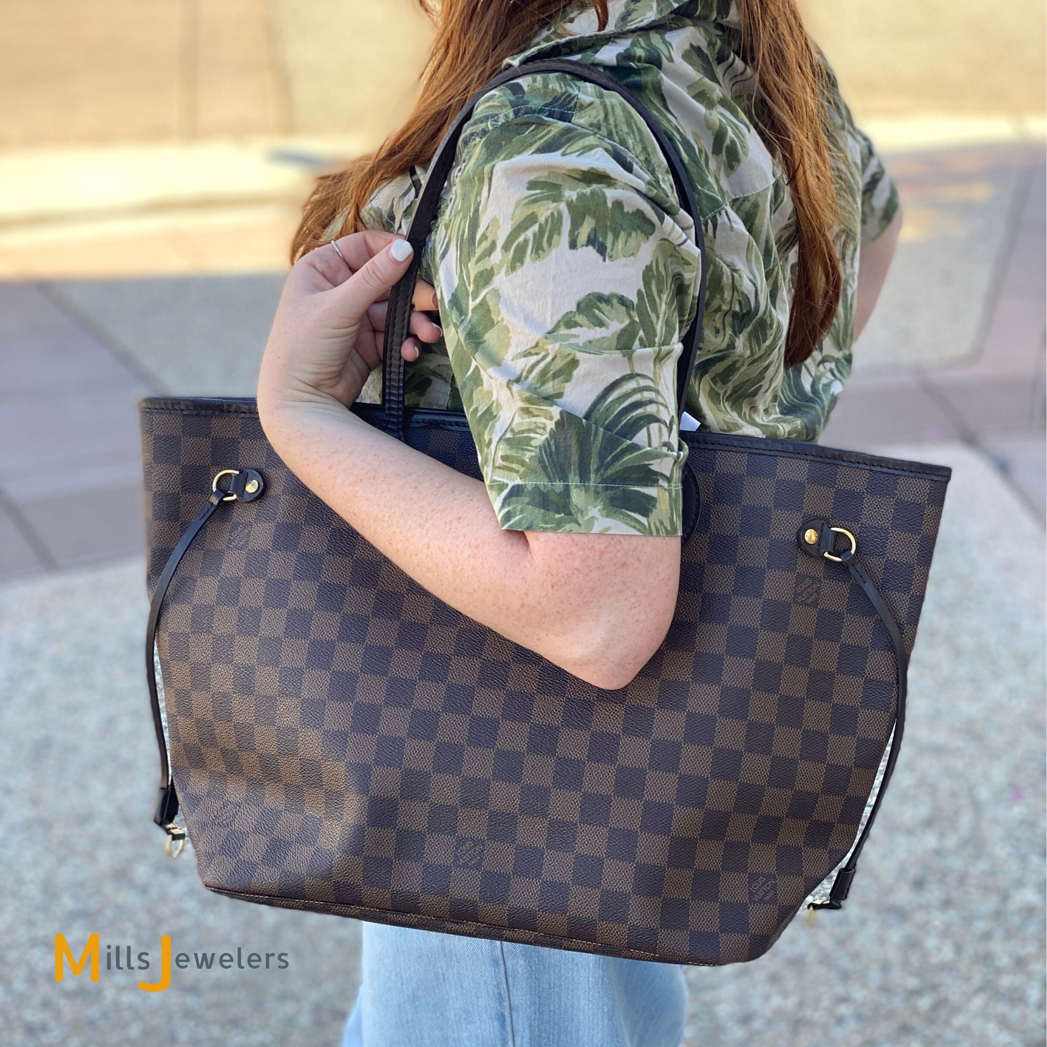 LOUIS VUITTON NEVERFULL MM Damier Ebene Tote bag No.1374