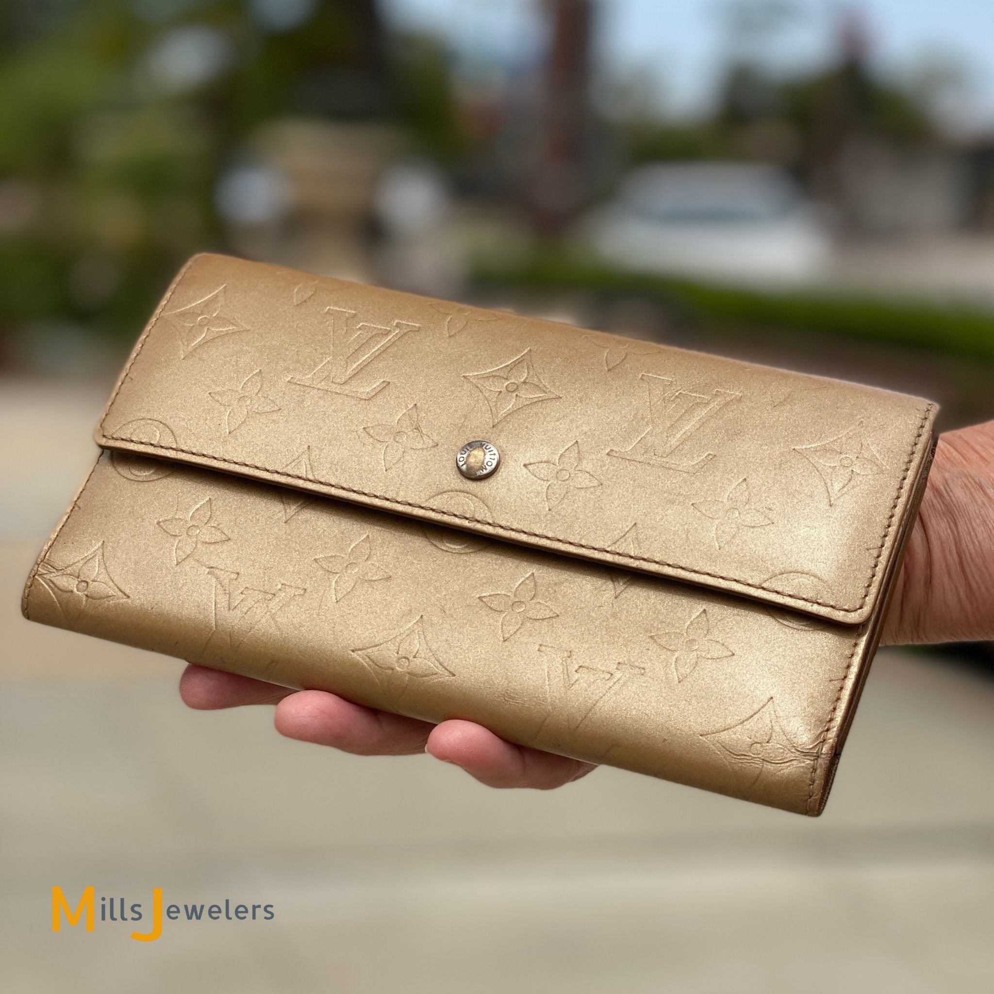 Louis Vuitton Porte Tresor Monogram Mat International Long Wallet Gold –  Mills Jewelers & Loan