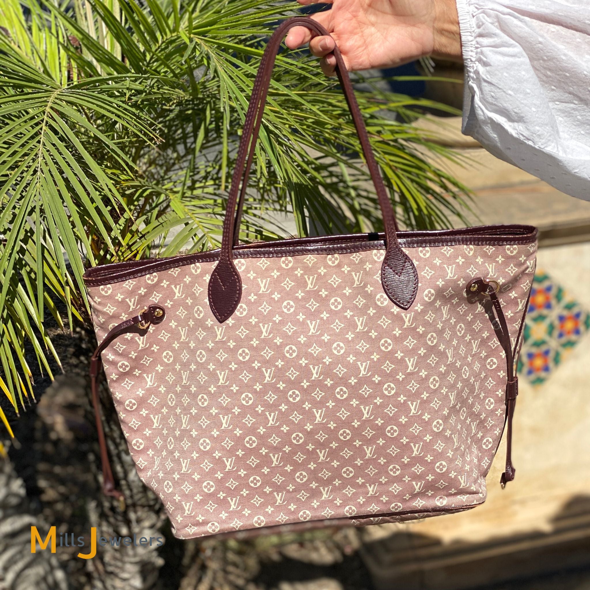 Louis Vuitton Neverfull MM Sepia Bordeaux Mini Lin Idylle Tote Bag