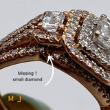 14K Rose Gold 1.61ctw Emerald Cut Diamond Wedding Ring Size 5.75