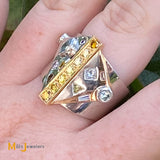 Platinum 18K Yellow Gold 1.17ctw Fancy Diamonds Ring Size 9.25