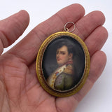 Antique 14K Yellow Gold Hand-Painted Napoleon Portrait Brooch Pin