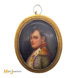 Antique 14K Yellow Gold Hand-Painted Napoleon Portrait Brooch Pin