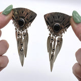 Sterling Silver Native American Onyx Heishi Shell Dangle Earrings