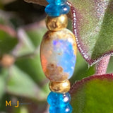 18K Yellow Gold Opal & Blue Apatite Bead Necklace