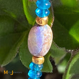 18K Yellow Gold Opal & Blue Apatite Bead Necklace