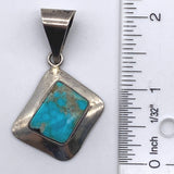 Vintage Sterling Silver Paul Livingston Navajo Turquoise Pendant