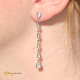 pear and kite shaped diamond earrings 3.5ctw