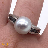Freshwater Pearl and Alexandrite Platinum Ring Size 8.25