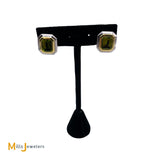 18K Two-Tone White and Yellow Gold 6ctw Emerald Cut Peridot Earrings