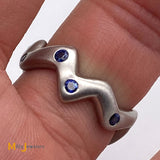 Platinum Sapphire Free-form Band Ring Size 8.5