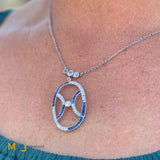 Estate Platinum Diamonds 1.42ctw and Sapphires Deco Necklace