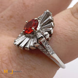 Platinum Orange Sapphire and Diamonds Ballerina Ring Size 7.25