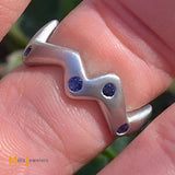 Platinum Sapphire Free-form Band Ring Size 8.5