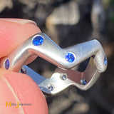 Platinum Sapphire Free-form Band Ring Size 8.5
