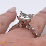 14K White Gold 2.57ct Modified Square Diamond Engagement Ring Size 5.5