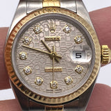 Rolex 18K/SS Lady Datejust 26MM Silver Jubilee Serti Diamond Dial 179173 Watch