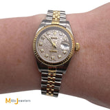Rolex 18K/SS Lady Datejust 26MM Silver Jubilee Serti Diamond Dial 179173 Watch