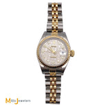 Rolex 18K/SS Lady Datejust 26MM Silver Jubilee Serti Diamond Dial 179173 Watch