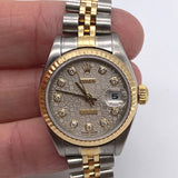 Rolex 18K/SS Lady Datejust 26MM Silver Jubilee Serti Diamond Dial 179173 Watch