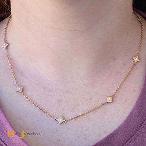 14K Rose Gold 0.78ctw Diamond Necklace with 6.5” Bracelet Extender