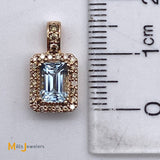 14K Rose Gold 0.80ct Aquamarine 0.125cts Diamond Pendant