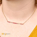 18K Yellow Gold Ruby Diamond Pendant on 14K Yellow Gold Chain Necklace