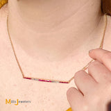 18K Yellow Gold Ruby Diamond Pendant on 14K Yellow Gold Chain Necklace