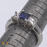 Estate Platinum Princess Cut Sapphire and Diamond 0.5CTW Ring Size 5
