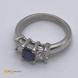 Estate Platinum Princess Cut Sapphire and Diamond 0.5CTW Ring Size 5