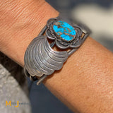 Estate Sterling Silver Blue Turquoise Cuff Bracelet