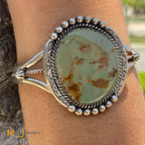 Sterling Silver Green Turquoise Cuff Bracelet