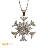 18K White Gold 0.75ctw Diamond Snowflake Pendant Necklace