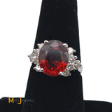 18K White Gold 5.40ct Spessartite Garnet 0.40cts Diamond Ring Size 6.25