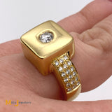 18K Yellow Gold 0.49ctw Diamond Geometric Square Setting Ring Size 6.5