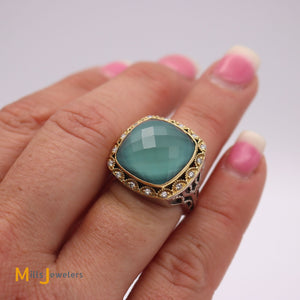 TACORI Barbados Blue Two-Tone 18K Gold and Sterling Silver Ring Size 6.25