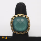 TACORI Barbados Blue Two-Tone 18K Gold and Sterling Silver Ring Size 6.25