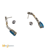 Two-Tone 14K 6ct Pear-Shaped Blue Topaz 0.30ctw Diamond Dangle Earrings