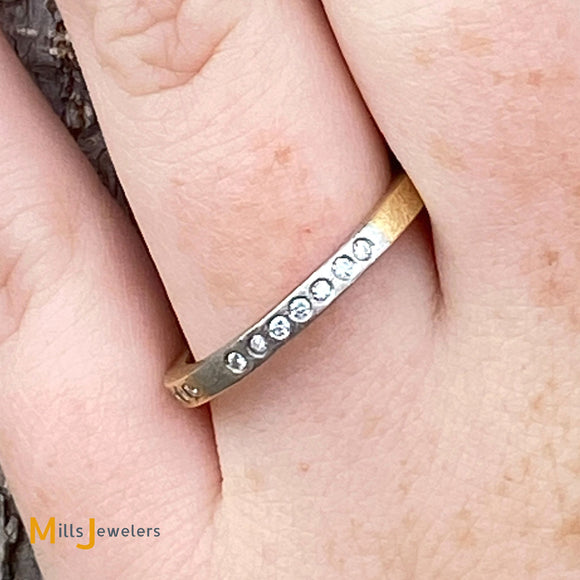Two-Tone 18K Yellow Gold and Platinum Diamond 0.12ctw Ring Size 8.25