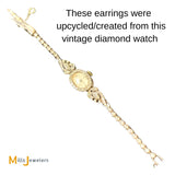 14K White Gold 1.34ctw Marquise Round Diamond Omega Earrings