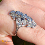 vintage art deco diamond sapphire ring size 6.25