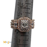 14K Rose Gold 1.61ctw Emerald Cut Diamond Wedding Ring Size 5.75